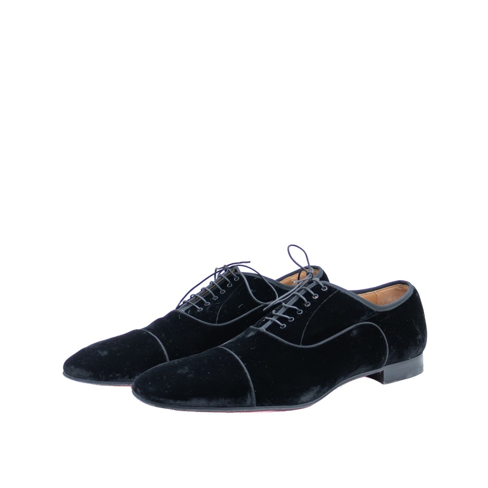 Christian Louboutin Black Velvet Cap-Toe Oxford Shoes - Size EU 47/‎ US 14